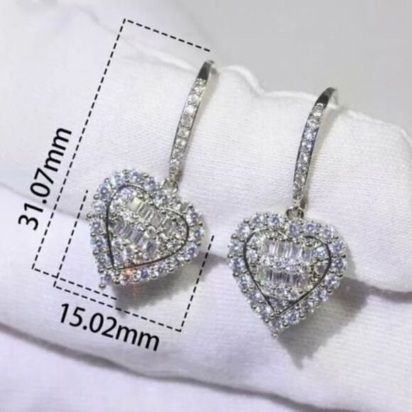 The Heart of Bling 925 Silver Drop Earrings - Picture 2 of 7